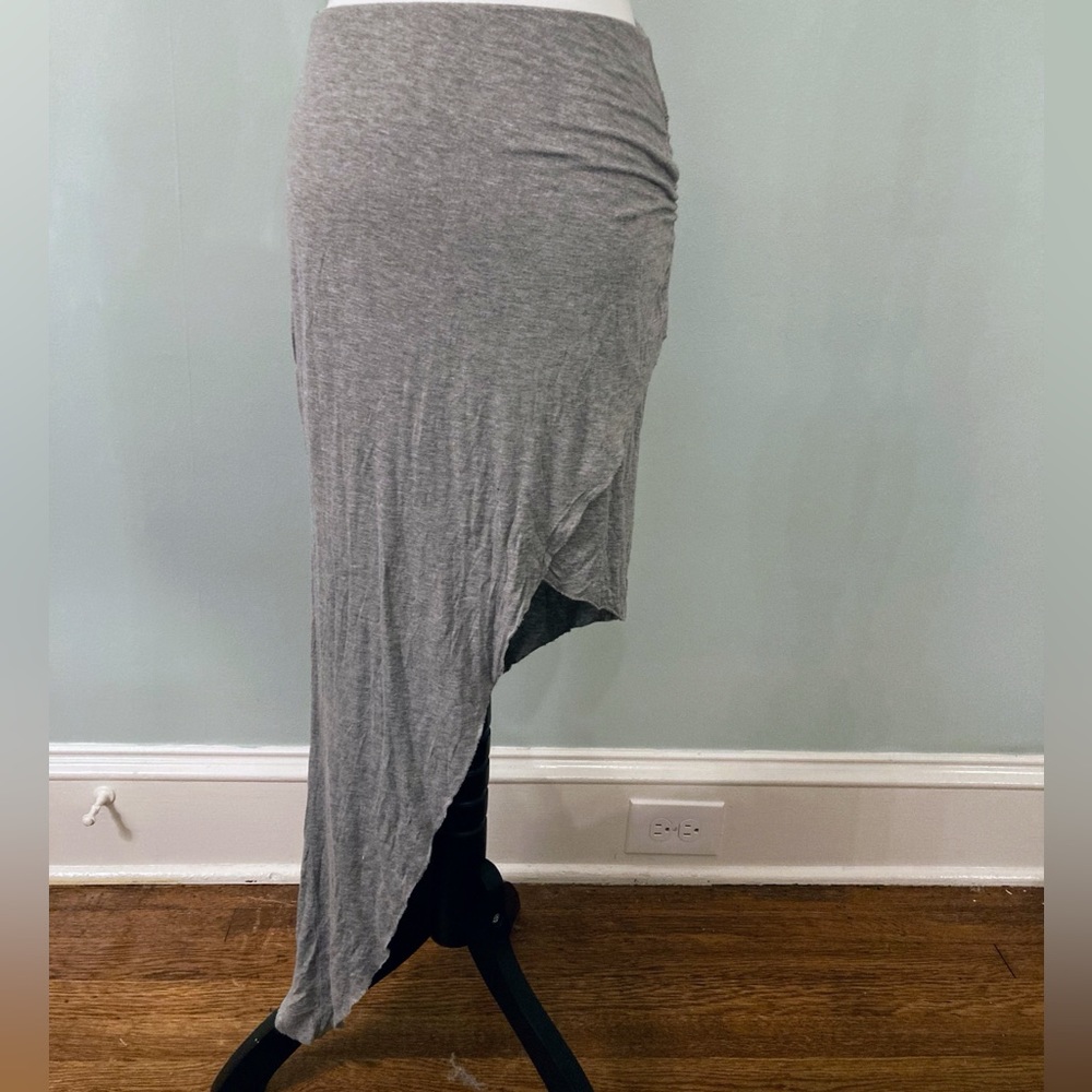 BCBGeneration Asymmetrical Gray Ruched Skirt